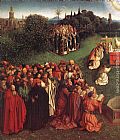 Famous Adoration Paintings - The Ghent Altarpiece Adoration of the Lamb [detail left]